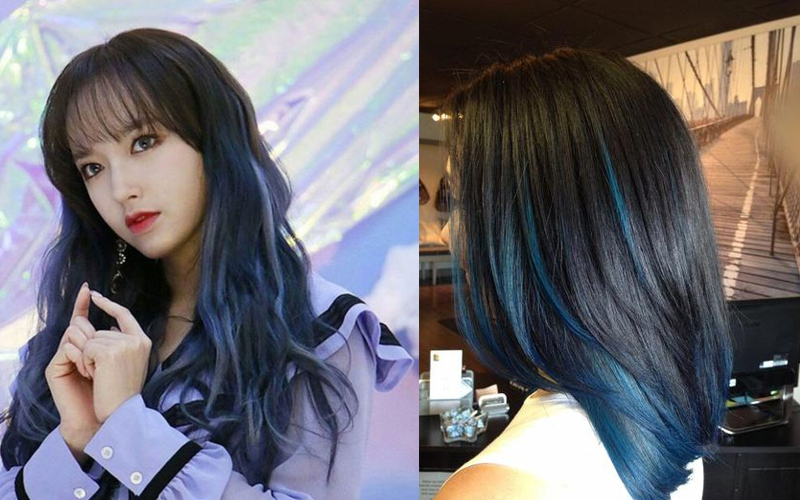 Những kiểu nhuộm tóc màu xanh đen highlight được yêu thích