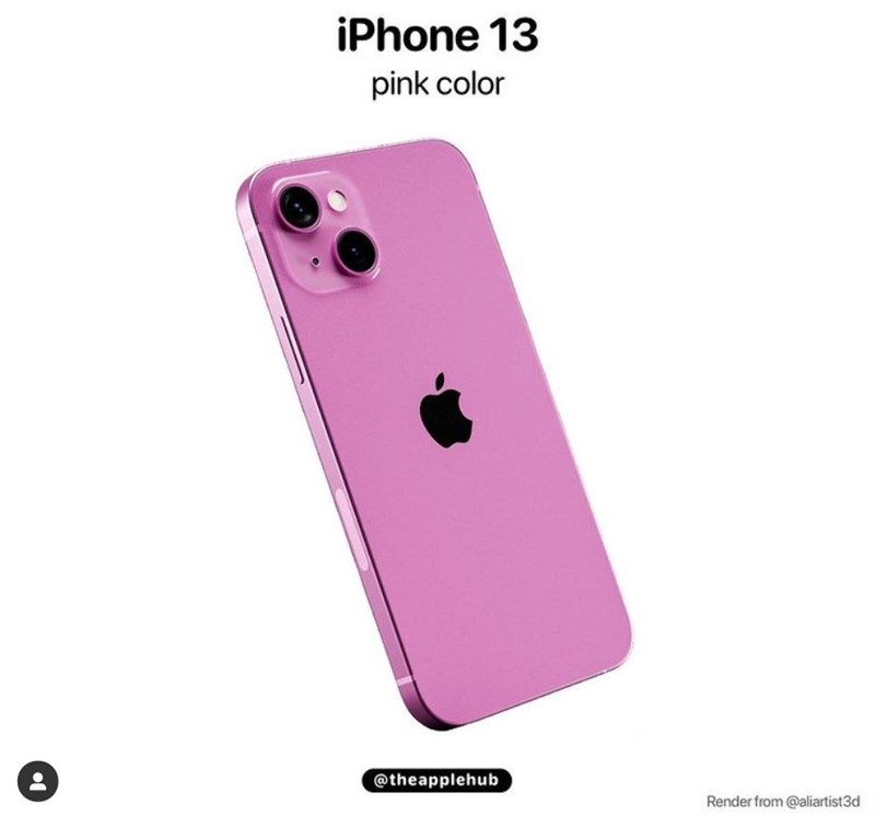 Anh render phiên bản màu Hồng của iPhone 13 được đăng trên instagram The Apple Hub.