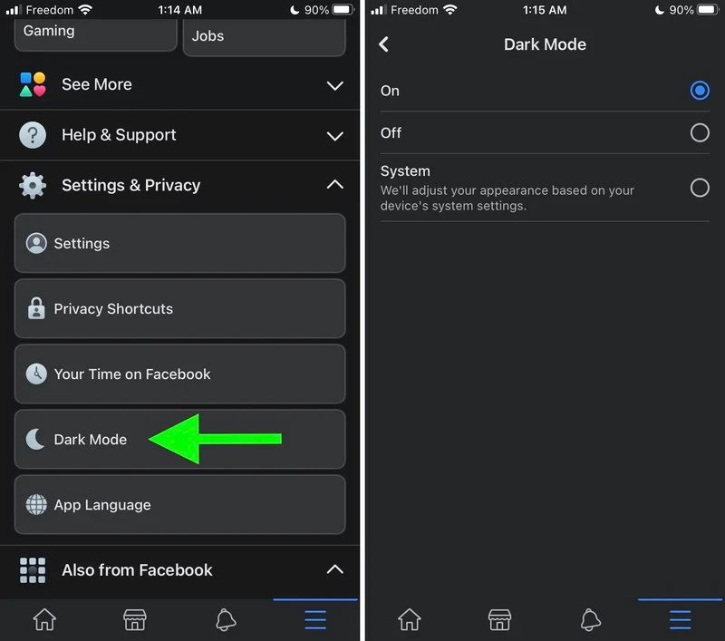 Facebook giao diện Dark Mode Facebook giao diện Dark Mode