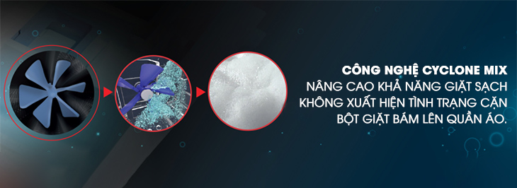 Công nghệ Cyclone Mix, đánh tan hoàn toàn bột giặt