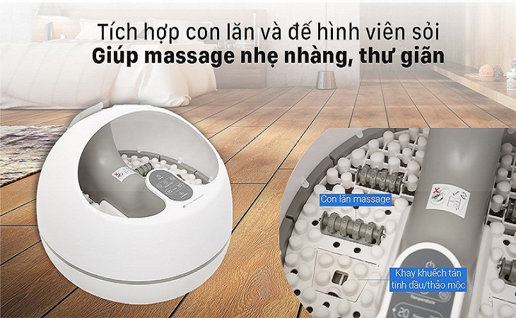 Bồn ngâm massage xông hơi chân Rio tích hợp con lăn và đế hình viên sỏi