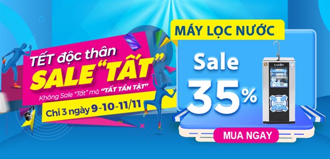 Máy lọc nước giảm giá kịch sàn đến 35% dịp 11.11 sale "Tất" tại Điện máy XANH