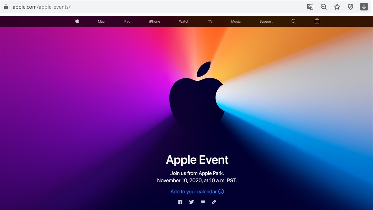 Trang web sự kiện của Apple
