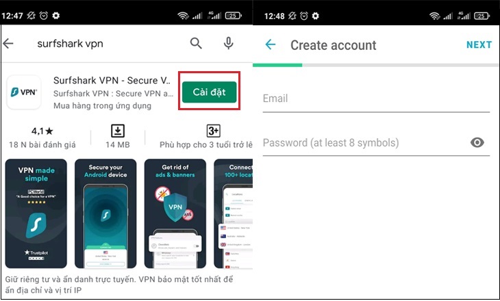 Bước 1: Tải về Surfshark VPN và cài đặt. 