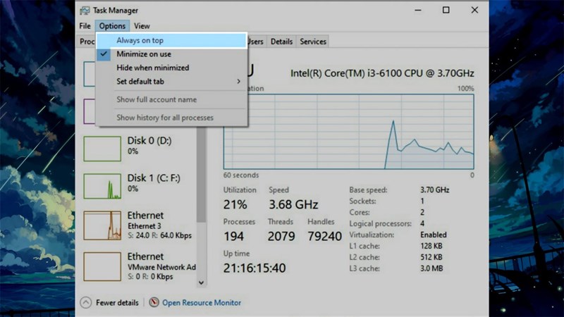 bảng hiệu suất máy tính