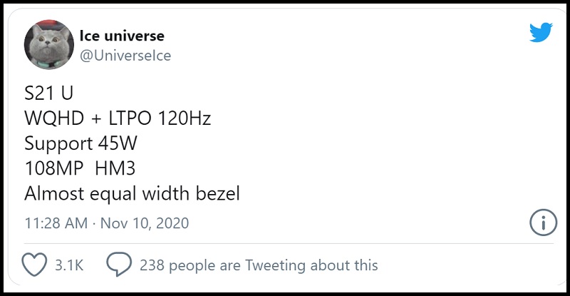 Rò rỉ cấu hình của Galaxy S21 Ultra: Màn hình WQHD, pin 5.000 mAh...