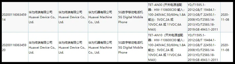Chứng nhận 3C của Huawei Mate X2