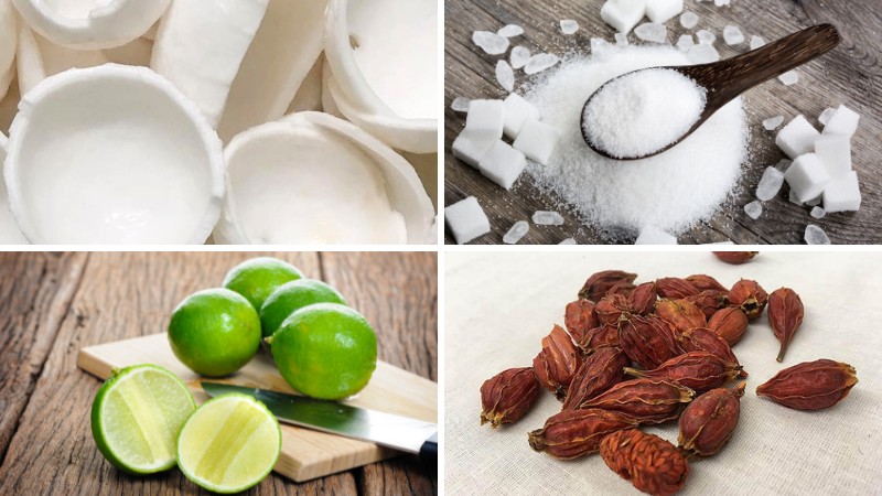 Nguyên liệu làm mứt dừa hoa cúc