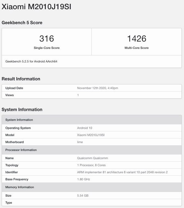 Redmi Note 10 4G lộ điểm sức mạnh kèm cấu hình trên Geekbench: Dùng chip Snapdragon 662, bộ nhớ RAM 6GB và chạy Android 10