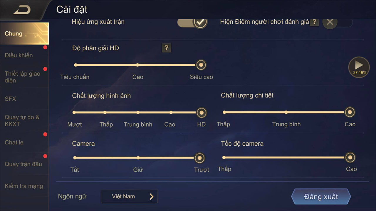 Cấu hình setup trong Liên Quân Mobile Cấu hình setup trong Liên Quân Mobile
