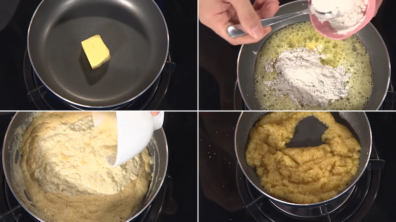 Nấu chảy bơ với bột