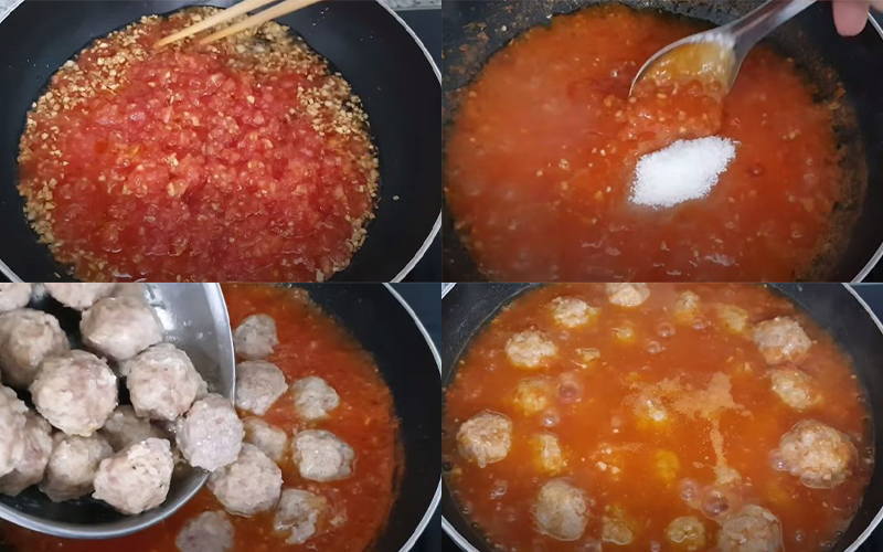 Nấu xíu mại với cà chua