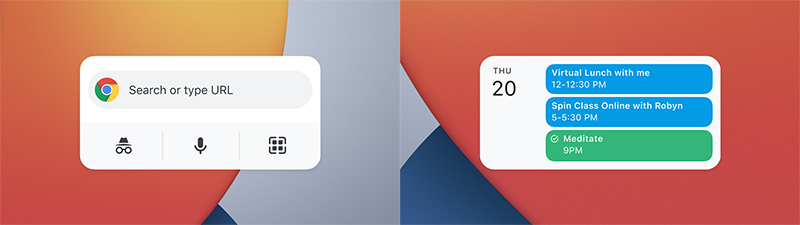 Widget của Google Chrome và Google Calendar