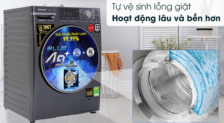 Máy giặt Panasonic Inverter 9.5 Kg NA-V95FX2BVT -Tính năng tự động vệ sinh lồng giặt