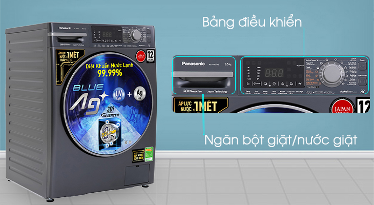 Máy giặt Panasonic Inverter 9.5 Kg NA-V95FX2BVT - Phần trên