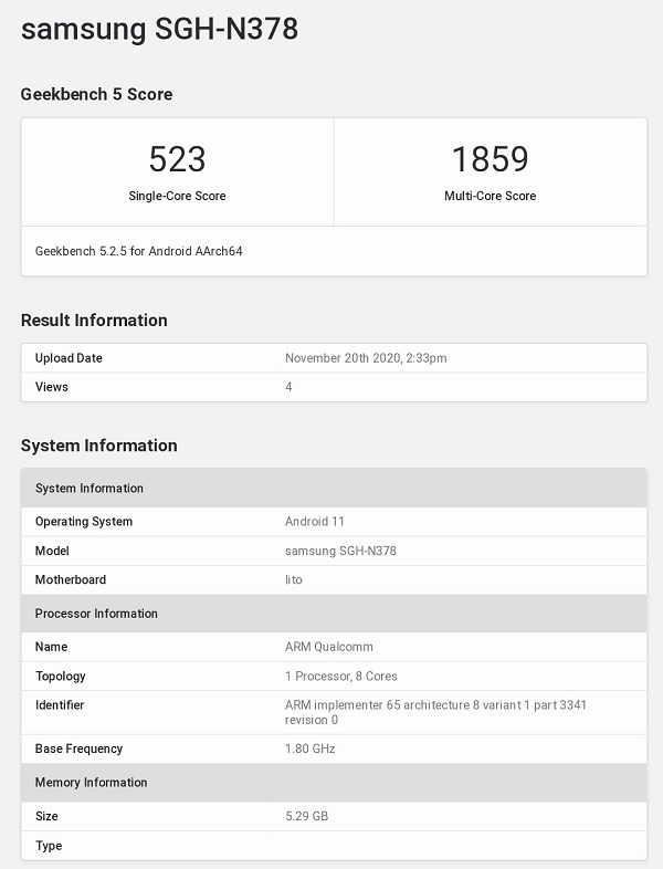 Thiết bị mới dự đoán là Galaxy A52 5G lộ thông số trên Geekbench