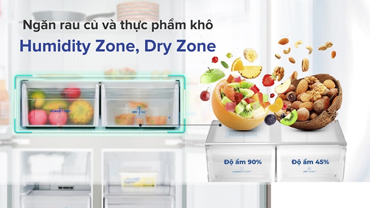 Ngăn rau củ Moist Zone có màng lọc HSC - tủ lạnh Aqua