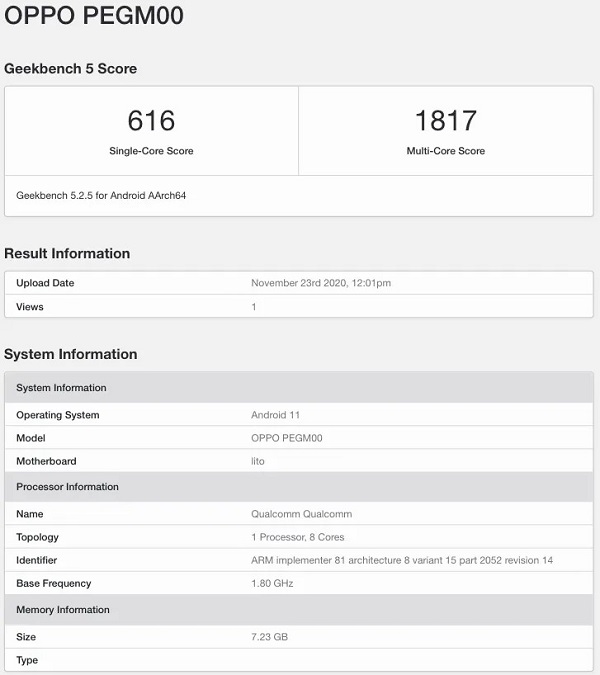 Cả 2 phiên bản OPPO Reno5 dùng chip Snapdragon 765G và Dimensity 1000+ xuất hiện trên Geekbench, model nào mạnh hơn?