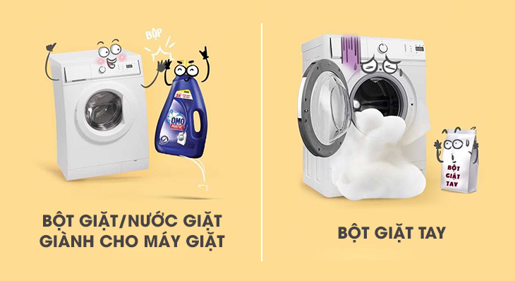 Lựa chọn loại bột giặt, nước giặt, nước xả phù hợp với máy giặt: