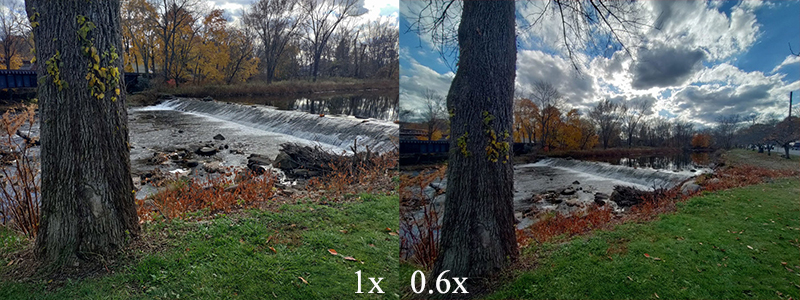 So sánh giữa camera thường (trái) và camera góc rộng (phải) của Nord N10