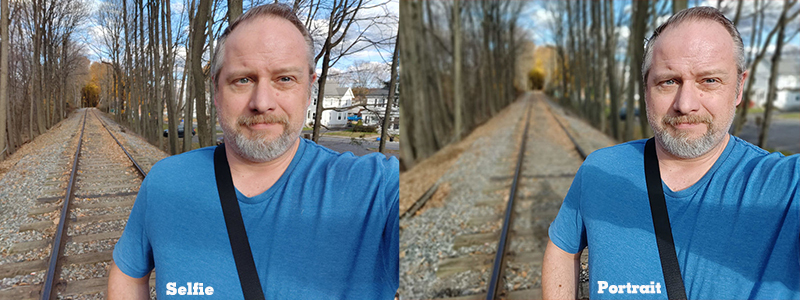 Ảnh được chụp ở chế độ selfie(trái) và chân dung (phải) của Nord N10