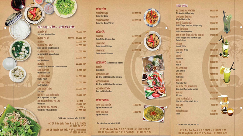 Menu Cơm quê Mười Khó