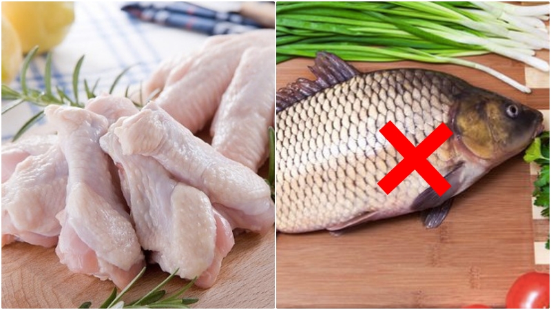 Thịt gà không nên ăn chung với cá chép