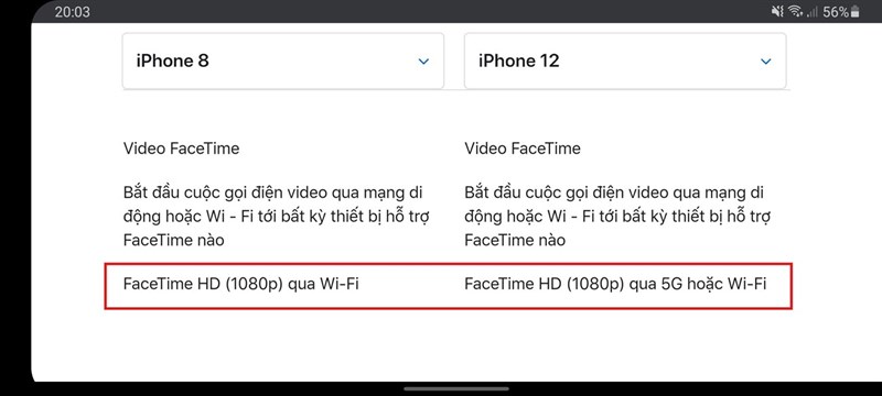 Facetime độ phân giải Full HD 1080p