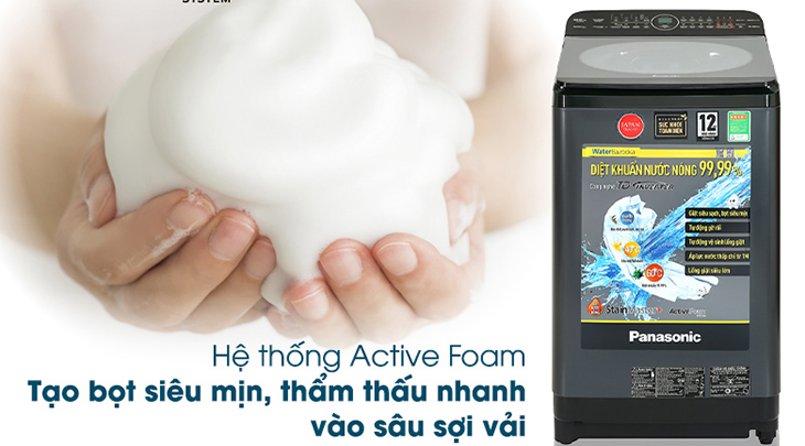 Công nghệ ActiveFoam dòng trung cấp Panasonic Các tiêu chí lựa chọn máy giặt Panasonic cho năm 2021 > Công nghệ ActiveFoam dòng trung cấp Panasonic