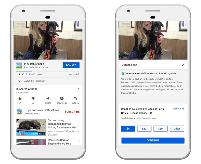 YouTube Giving ra mắt: Giúp người sáng tạo quyên tiền cho các hoạt động từ thiện, YouTube chi trả toàn bộ phí giao dịch YouTube Giving ra mắt: Giúp người sáng tạo quyên tiền cho các hoạt động từ thiện, YouTube chi trả toàn bộ phí giao dịch