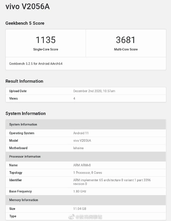 Thông số cấu hình rò rỉ trên Geekbench của smartphone Vivo