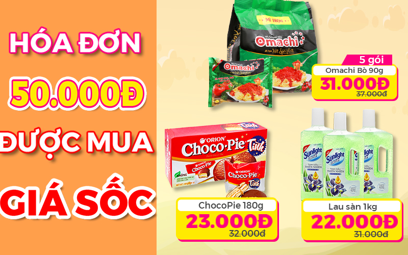 Nhiều sản phẩm được bán giá ưu đãi khi mua kèm hoá đơn 50.000đ Nhiều sản phẩm được bán giá ưu đãi khi mua kèm hoá đơn 50.000đ