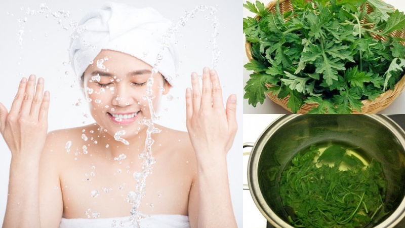 Rửa mặt với nước ngải cứu