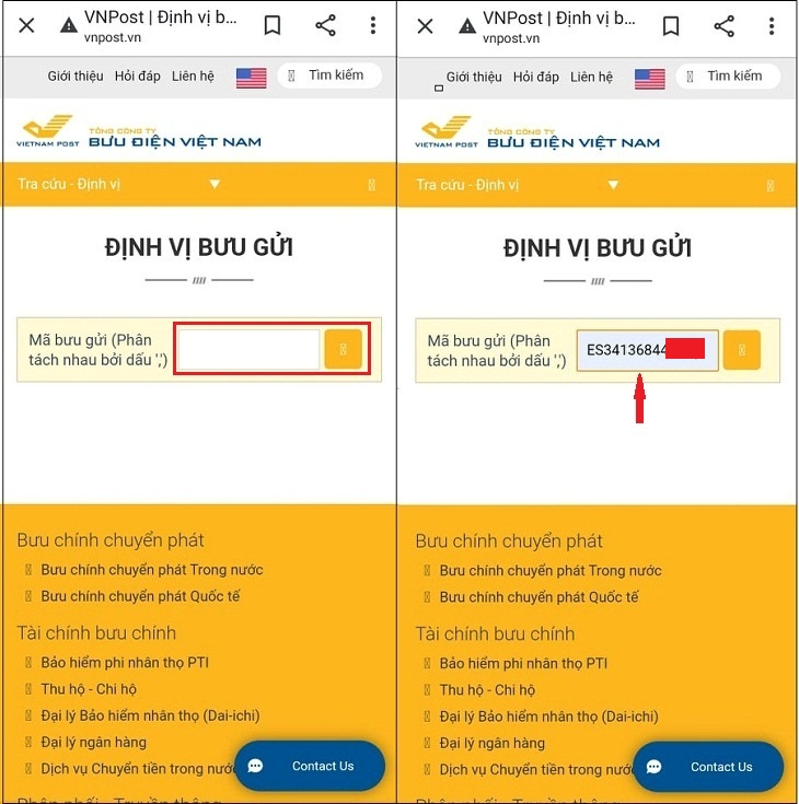 Tra cứu tại website VNPost
