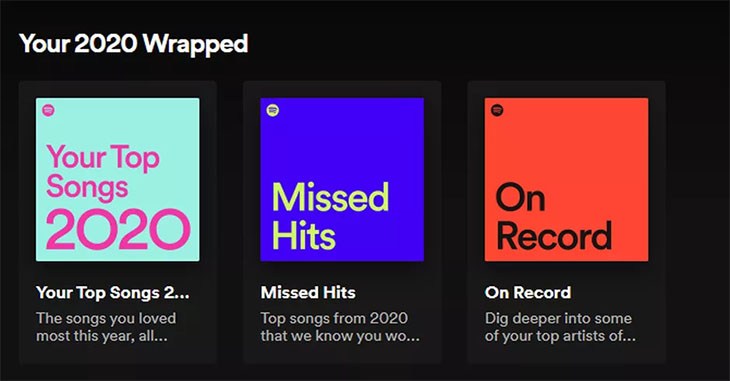 Các mục playlist có trong Wrapped 2020
