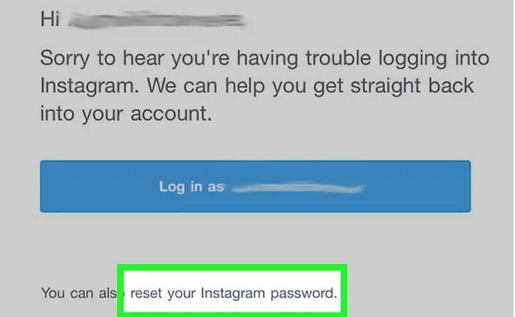 Nhấn chọn đường dẫn Reset your Instagram password (Đặt lại mật khẩu Instagram) 