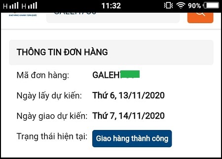 Thông tin đơn hàng trong GHN