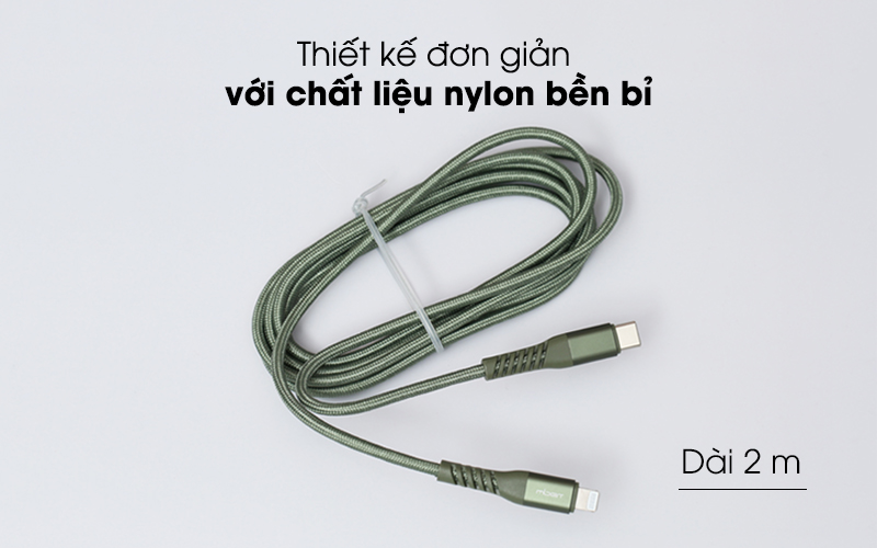 Cáp Type C - Lightning MFI 2m Mbest DS948-WB Xanh Rêu