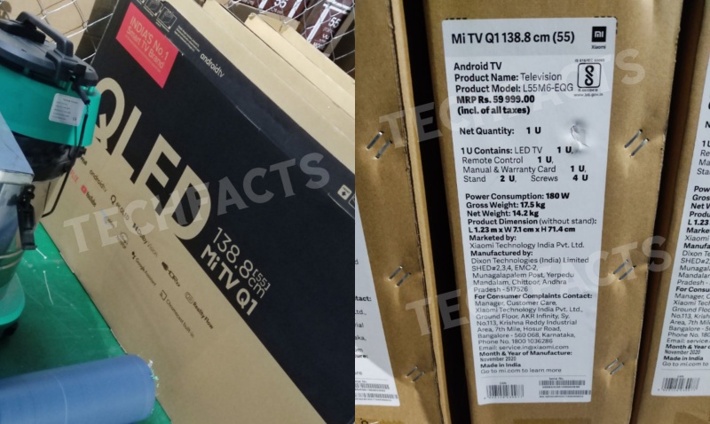 Hộp bán lẻ của Xiaomi Mi TV Q1 55 inch 4K
