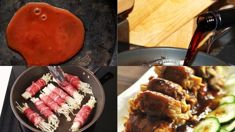 Chế biến món thịt bò cuộn nấm kim châm sốt cà chua