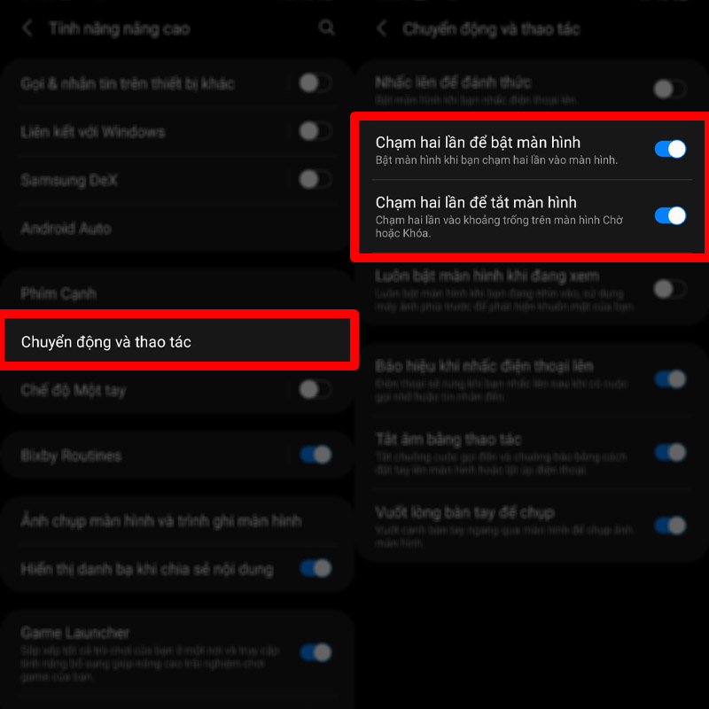 Thao tác chạm màn hình