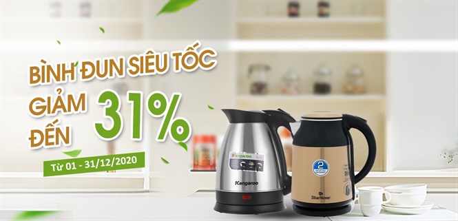 Khuyến mãi tháng 12, bình đun siêu tốc giảm 31%, giá rẻ hơn!