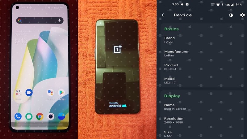 Mặt trước của OnePlus 9 5G