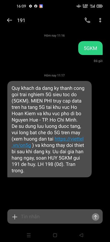 Hướng dẫn đăng ký 5G Viettel