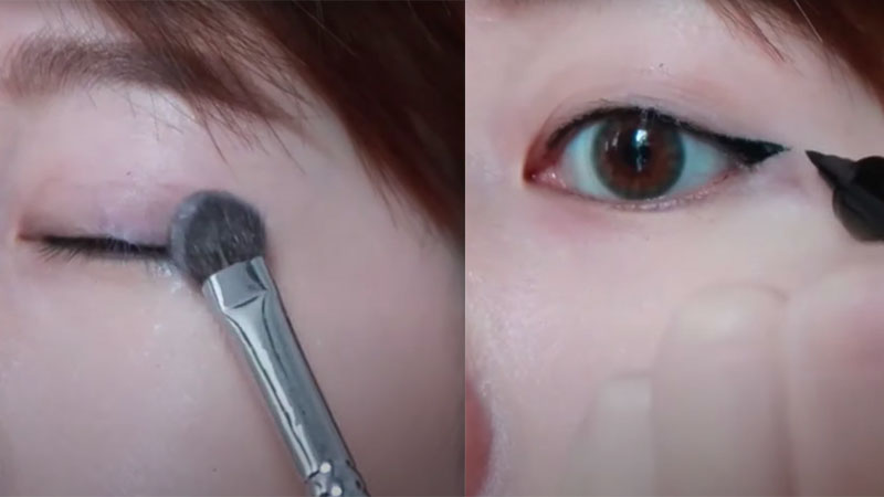 Dặm phấn ở phần kẻ eyeliner