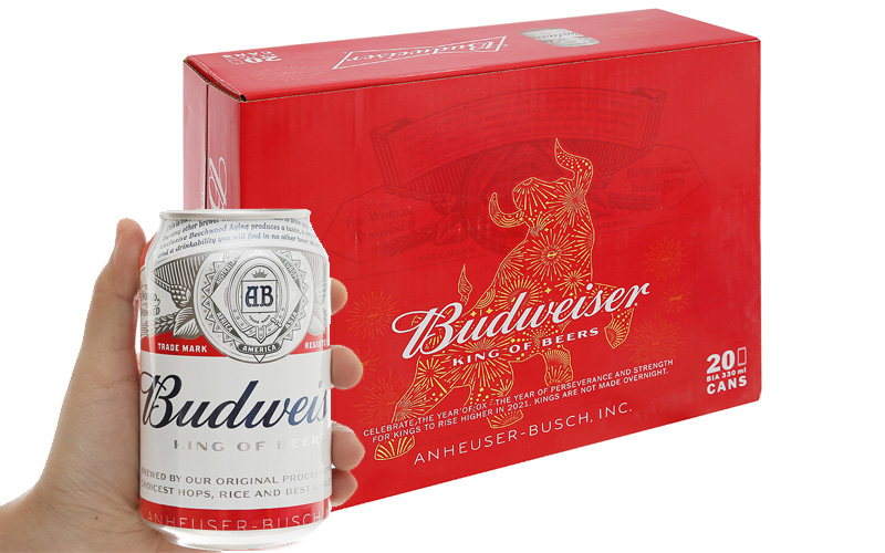 Thùng 20 lon bia Budweiser 330ml