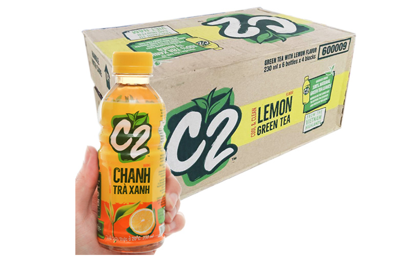 Thùng 24 chai trà xanh C2 hương chanh 230ml