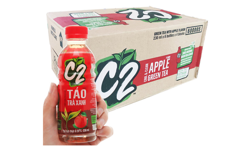 Thùng 24 chai trà xanh C2 hương táo 230ml