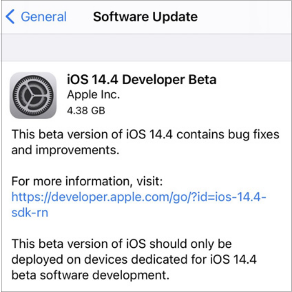 iOS 14.4 Beta 1