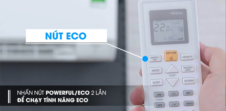 Kích hoạt tính năng ECO trên remote điều khiển